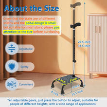 Load image into Gallery viewer, Stair Climbing Cane Half Step Stair Lifts Aid Seniors Balance Walking Sticks 4 Prong Quad Base Seat Adjustable Helper to Walk Up and Down Stairs Assist Devices for Men Women Elderly
