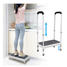 Cargar imagen en el visor de la galería, Step Stool with Handle for Elderly Medical Step Stools Seniors Handicap Safety Wide Platform Metal Step Ramp for Adults Foot Stool with Handle Fall Prevention Devices Stair Assist Helper (400 LBS)
