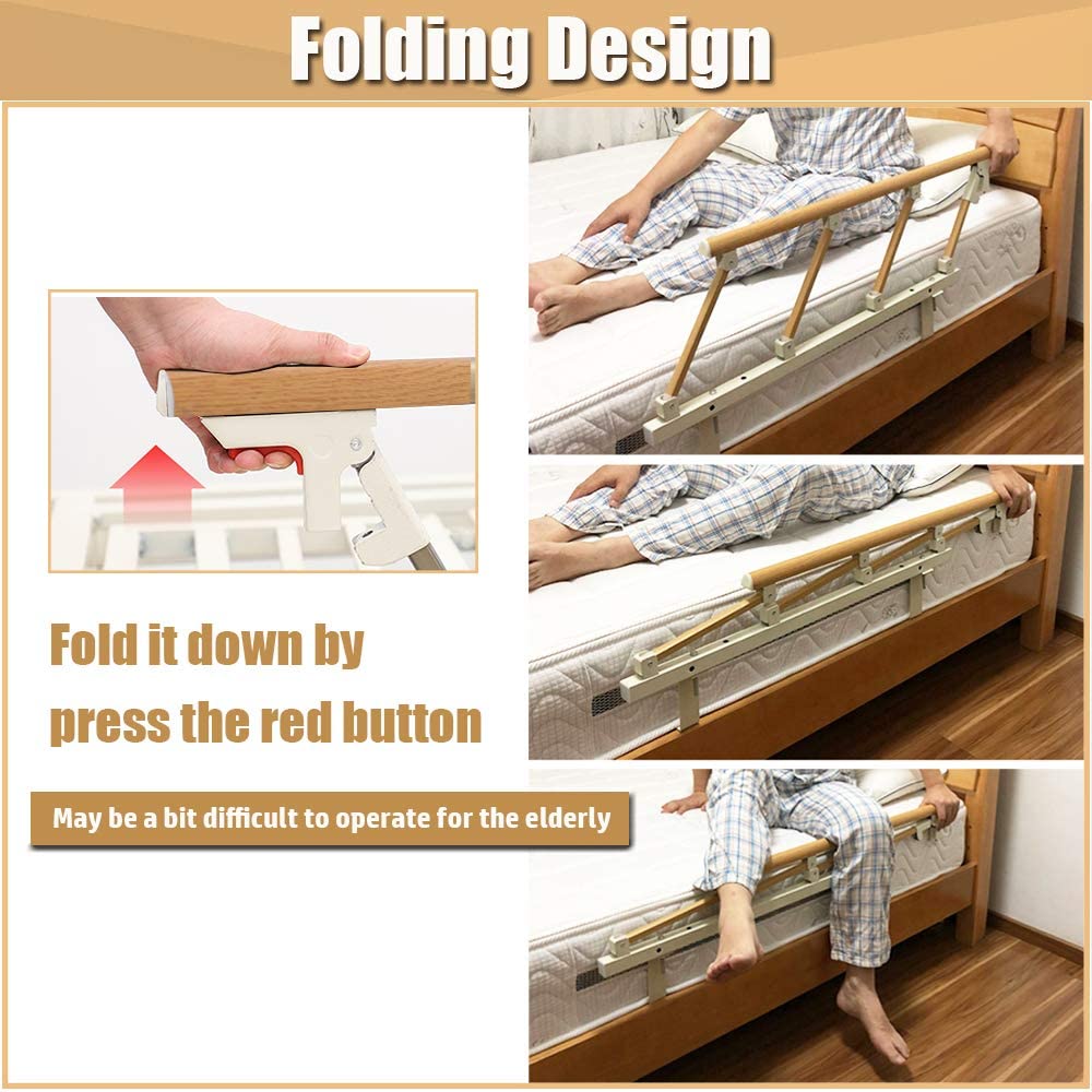 Bed Rails for Elderly Adults Portable Grab Bar Hand Rail Fold Down Assist Handle Bed Cane Medical Hospital Sides Rails Guard Home Care Handicap Safety Assistance Devices (47inch Long)